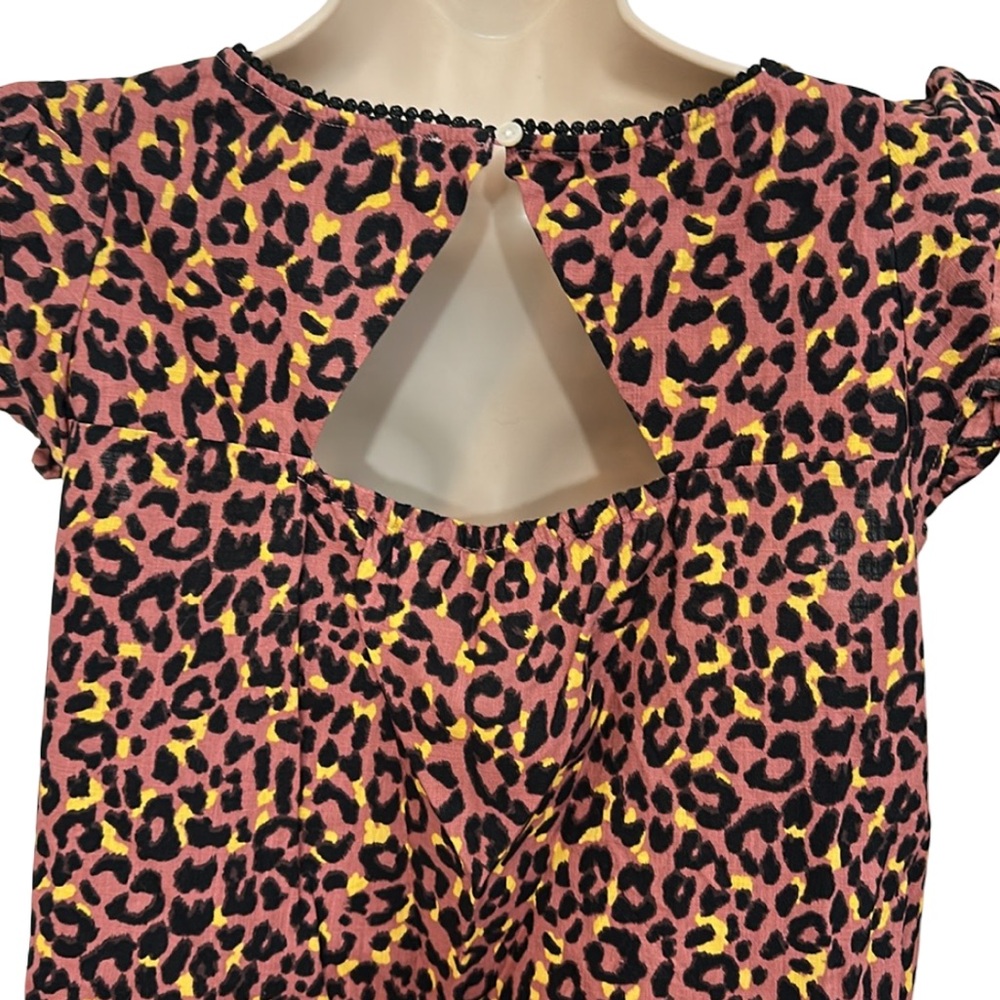 LOFT Leopard Print Cutout Back Ruffle Shell - Picture 8 of 8
